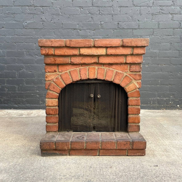 Vintage Electric Faux Brick Fiberglass Chimney with Logs, 1960’s