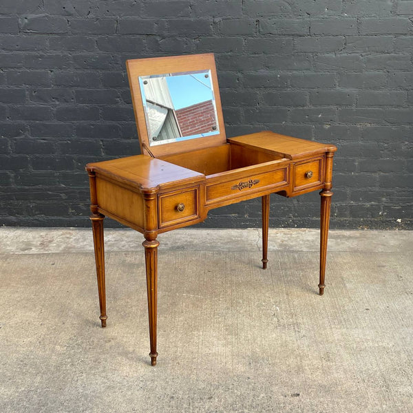 Antique French Provincial Style Vanity Desk with Pop Up Mirror, 1960’s
