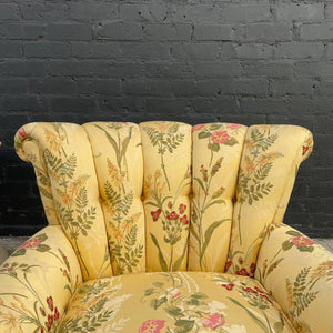Pair of Hollywood Regency Floral Tufted Lounge Chairs, 1940’s