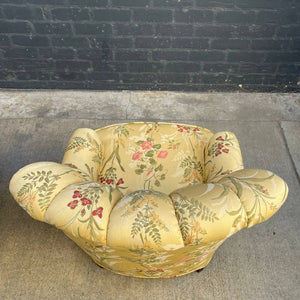 Pair of Hollywood Regency Floral Tufted Lounge Chairs, 1940’s