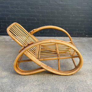 Vintage Bamboo Wood Adjustable Lounge Chair, 1960’s