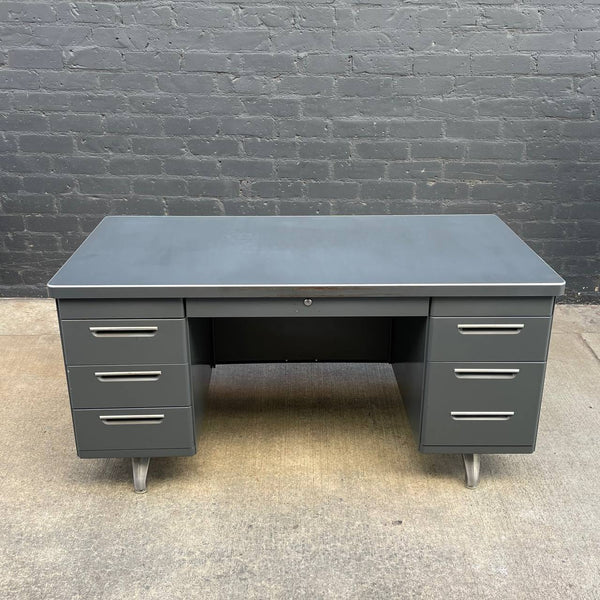 Vintage Industrial Metal Executive Desk, c.1970’s