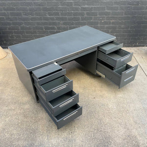 Vintage Industrial Metal Executive Desk, c.1970’s