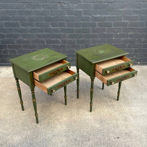 Pair of Antique Continental Style Painted Wood End Table / Night Stands, c.1960’s