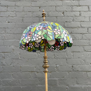 Antique Tiffany Style Floor Lamp with with Original Glass Shade, c.1940’s