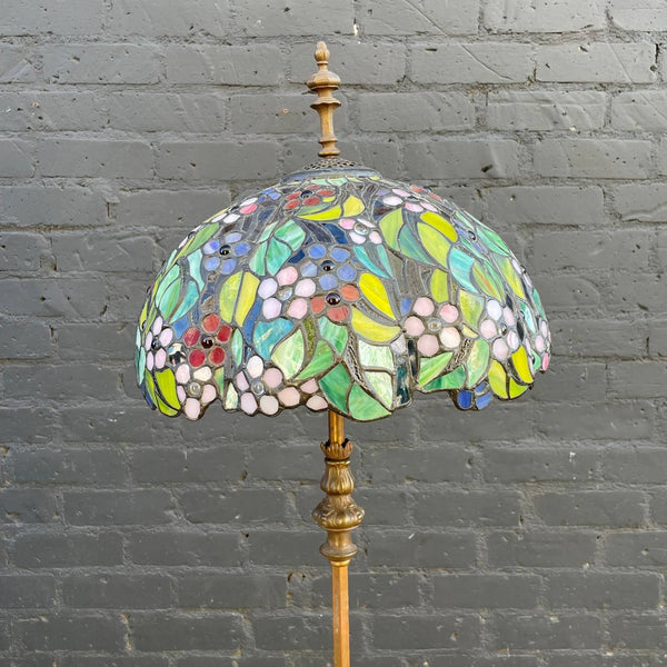 Antique Tiffany Style Floor Lamp with with Original Glass Shade, c.1940’s