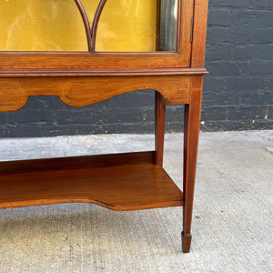 Antique Mahogany Inlaid Wood Display China Cabinet, c.1940’s