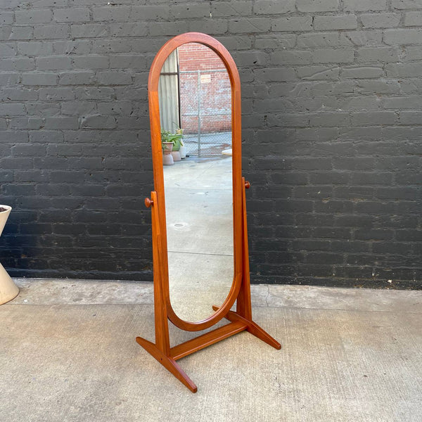 Vintage Danish Modern Sculpted Teak Free Standing Dressing Mirror, c.1960’s