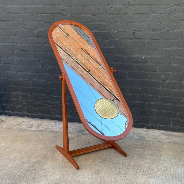 Vintage Danish Modern Sculpted Teak Free Standing Dressing Mirror, c.1960’s