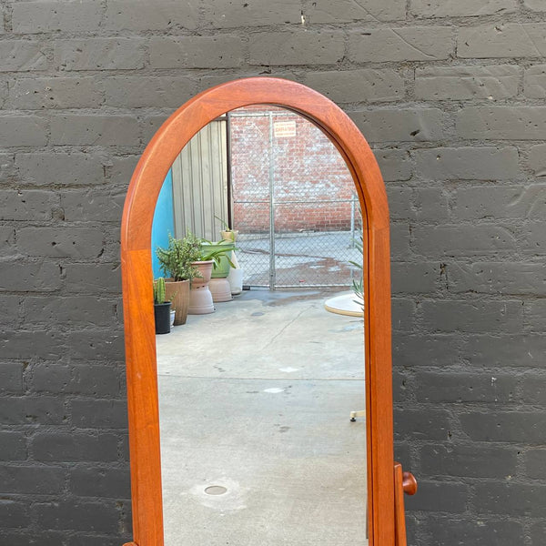Vintage Danish Modern Sculpted Teak Free Standing Dressing Mirror, c.1960’s