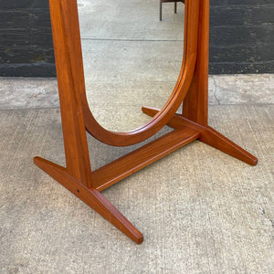 Vintage Danish Modern Sculpted Teak Free Standing Dressing Mirror, c.1960’s