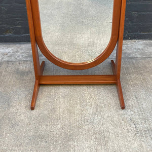 Vintage Danish Modern Sculpted Teak Free Standing Dressing Mirror, c.1960’s