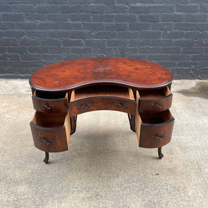 Antique Edwardian Mahogany Kidney Writing Desk, c.1950’s