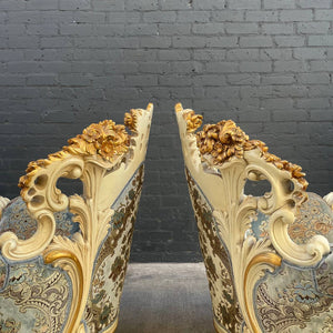 Pair of Antique Italian Wood Carved Lounge Chairs by Fratelli Radice, c.1960’s