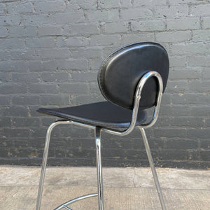 Pair of Leather & Chrome Bar Stools