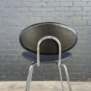 Pair of Leather & Chrome Bar Stools
