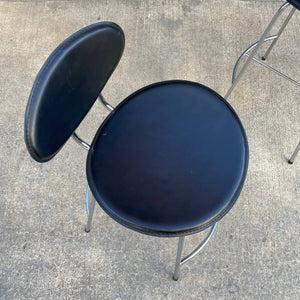 Pair of Leather & Chrome Bar Stools