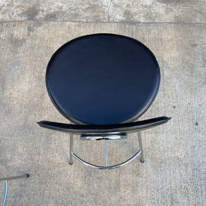 Pair of Leather & Chrome Bar Stools