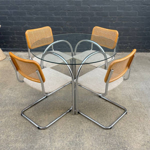 Mid-Century Modern Chrome & Wicker Dining Set, c.1970’s