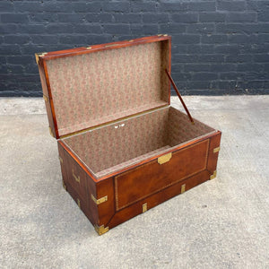 Maitland Smith Colonial Campaign Style Leather & Brass Trunk or Coffee Table, c.1980’s