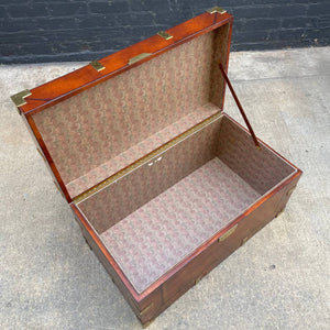 Maitland Smith Colonial Campaign Style Leather & Brass Trunk or Coffee Table, c.1980’s
