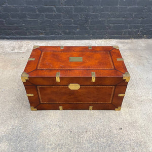 Maitland Smith Colonial Campaign Style Leather & Brass Trunk or Coffee Table, c.1980’s