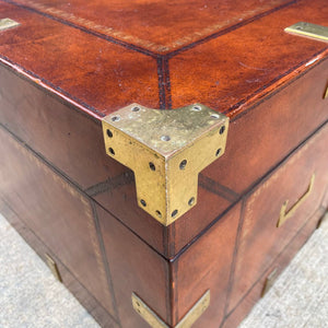 Maitland Smith Colonial Campaign Style Leather & Brass Trunk or Coffee Table, c.1980’s
