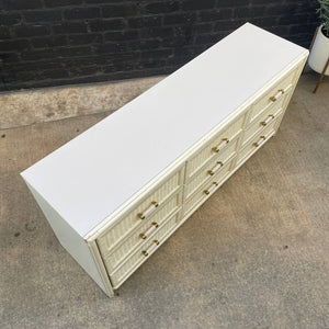 Vintage White Wicker 9-Drawer Dresser, c.1960’s