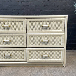 Vintage White Wicker 9-Drawer Dresser, c.1960’s