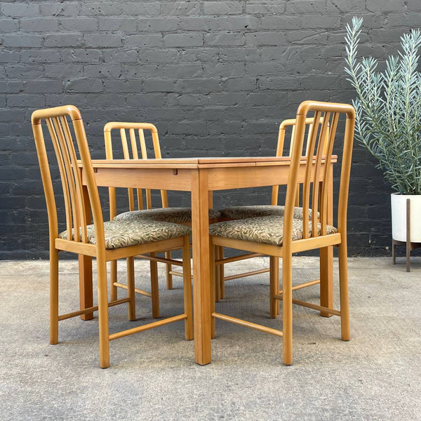 Mid-Century Modern Expanding Draw-Leaf Dining Table Set with 4 Chairs, c.1960’s