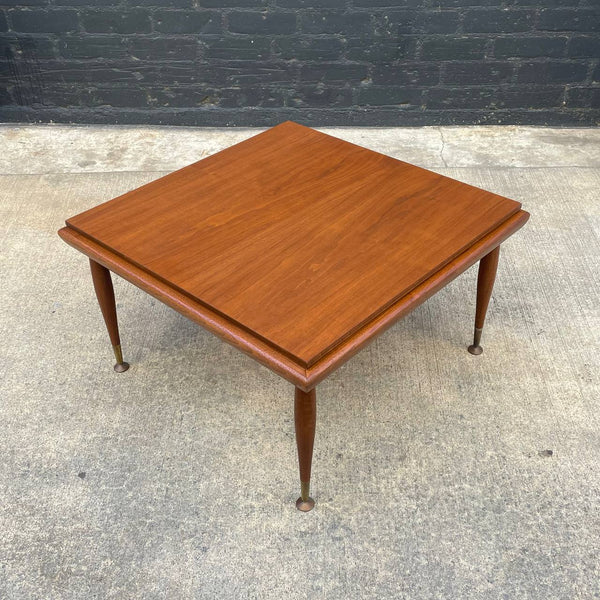 Vintage Mid-Century Modern Walnut Square Coffee Table with Taper Legs, c.1960’s