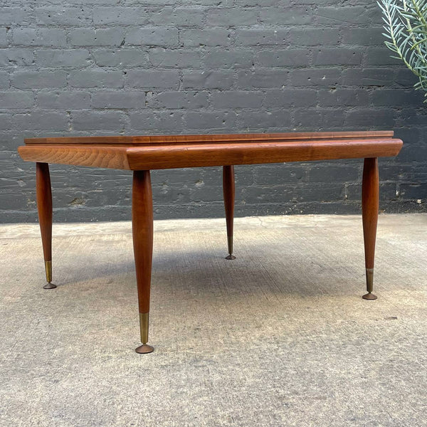 Vintage Mid-Century Modern Walnut Square Coffee Table with Taper Legs, c.1960’s