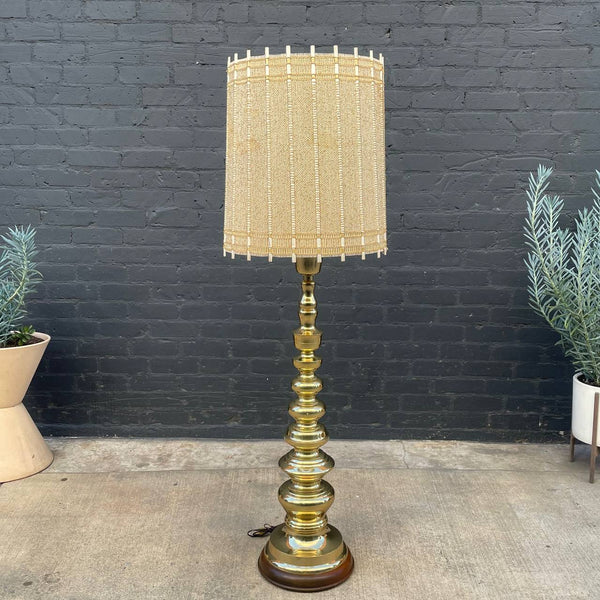 Vintage Mid-Century Modern Monumental Polished Brass Floor Lamp, c.1960’s