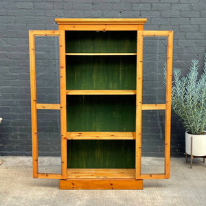 Vintage Farmhouse Pine Shelf Display Cabinet