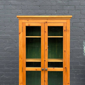 Vintage Farmhouse Pine Shelf Display Cabinet