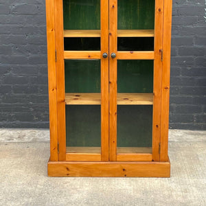 Vintage Farmhouse Pine Shelf Display Cabinet