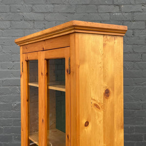 Vintage Farmhouse Pine Shelf Display Cabinet