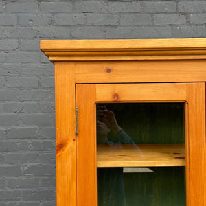 Vintage Farmhouse Pine Shelf Display Cabinet