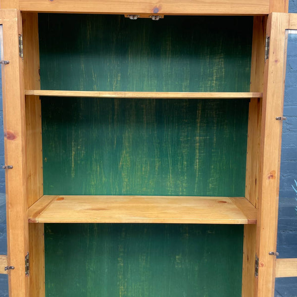 Vintage Farmhouse Pine Shelf Display Cabinet