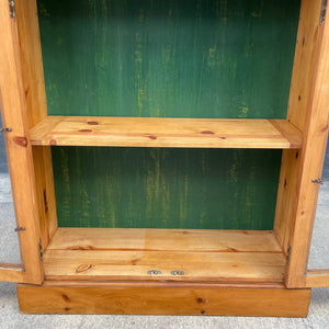 Vintage Farmhouse Pine Shelf Display Cabinet