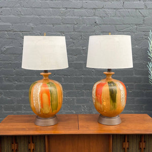 Vintage Mid-Century Modern Glazed Ceramic Table Lamps, c.1960’s