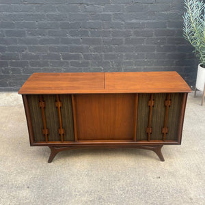 Vintage Mid-Century Modern Walnut Stereo Console Record Player Credenza, c.1960’s