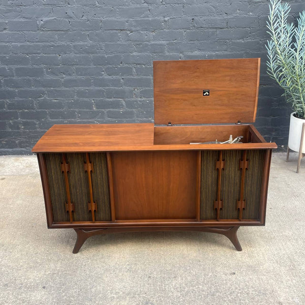 Vintage Mid-Century Modern Walnut Stereo Console Record Player Credenza, c.1960’s