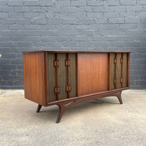 Vintage Mid-Century Modern Walnut Stereo Console Record Player Credenza, c.1960’s