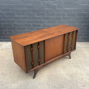 Vintage Mid-Century Modern Walnut Stereo Console Record Player Credenza, c.1960’s