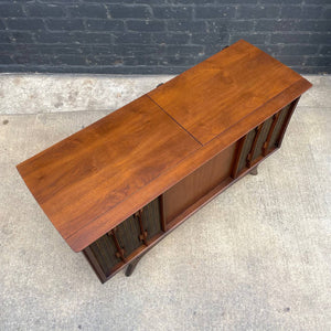 Vintage Mid-Century Modern Walnut Stereo Console Record Player Credenza, c.1960’s