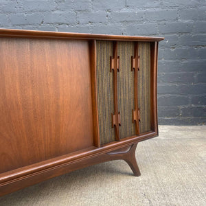 Vintage Mid-Century Modern Walnut Stereo Console Record Player Credenza, c.1960’s