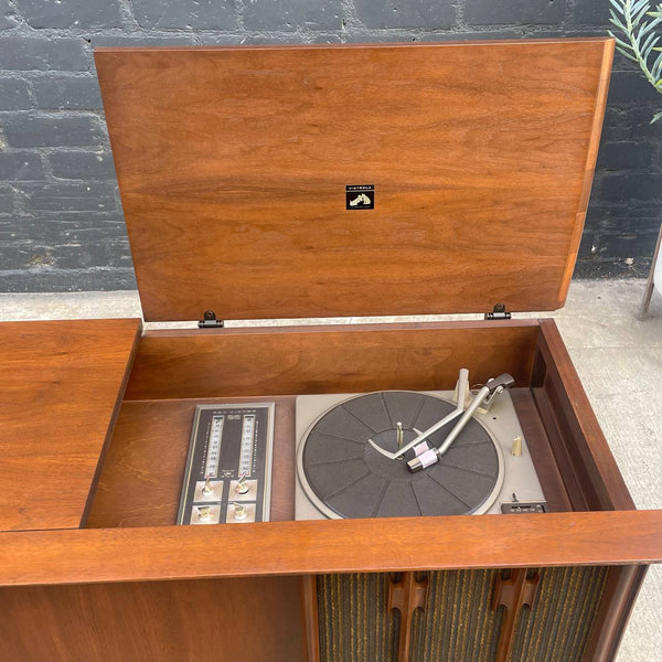 Vintage Mid-Century Modern Walnut Stereo Console Record Player Credenza, c.1960’s