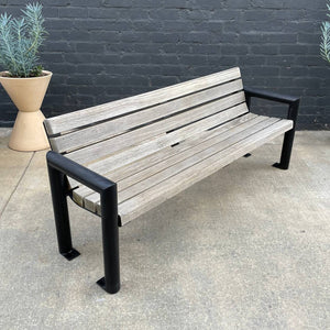 Vintage Patio Outdoor Floating Teak & Iron Bench, c.1980’s
