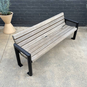 Vintage Patio Outdoor Floating Teak & Iron Bench, c.1980’s